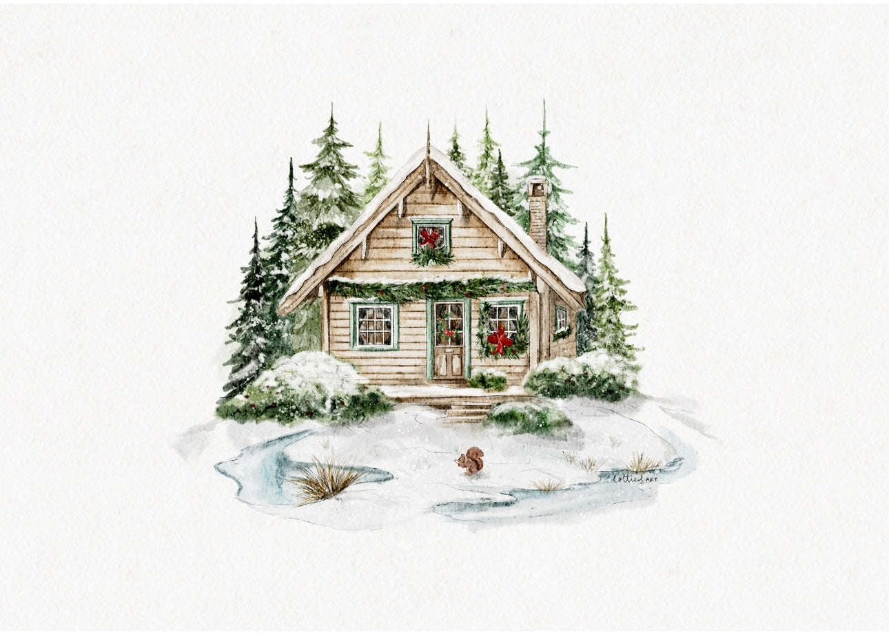 Winter Cabin Fine Art Print 🌲