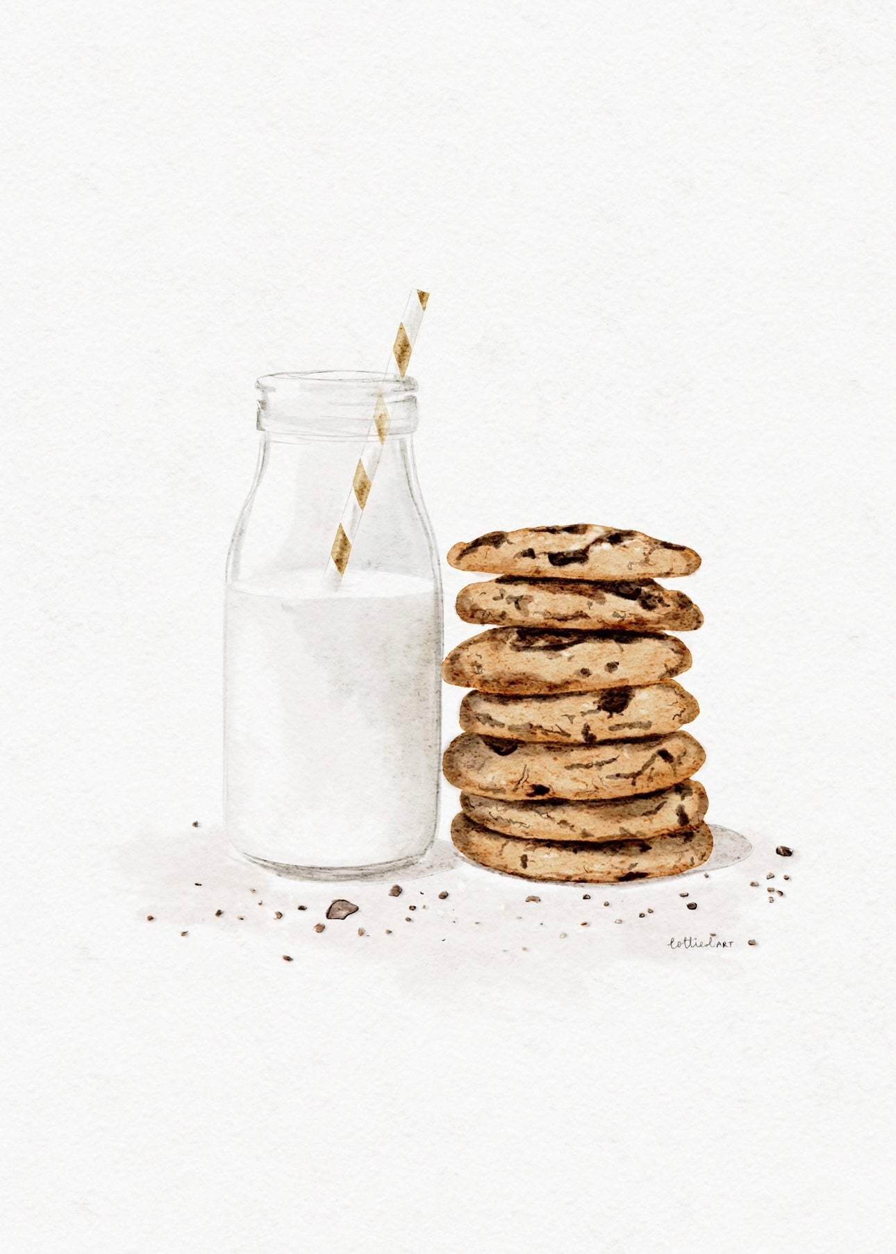 Milk & Cookies Watercolour Print 🍪