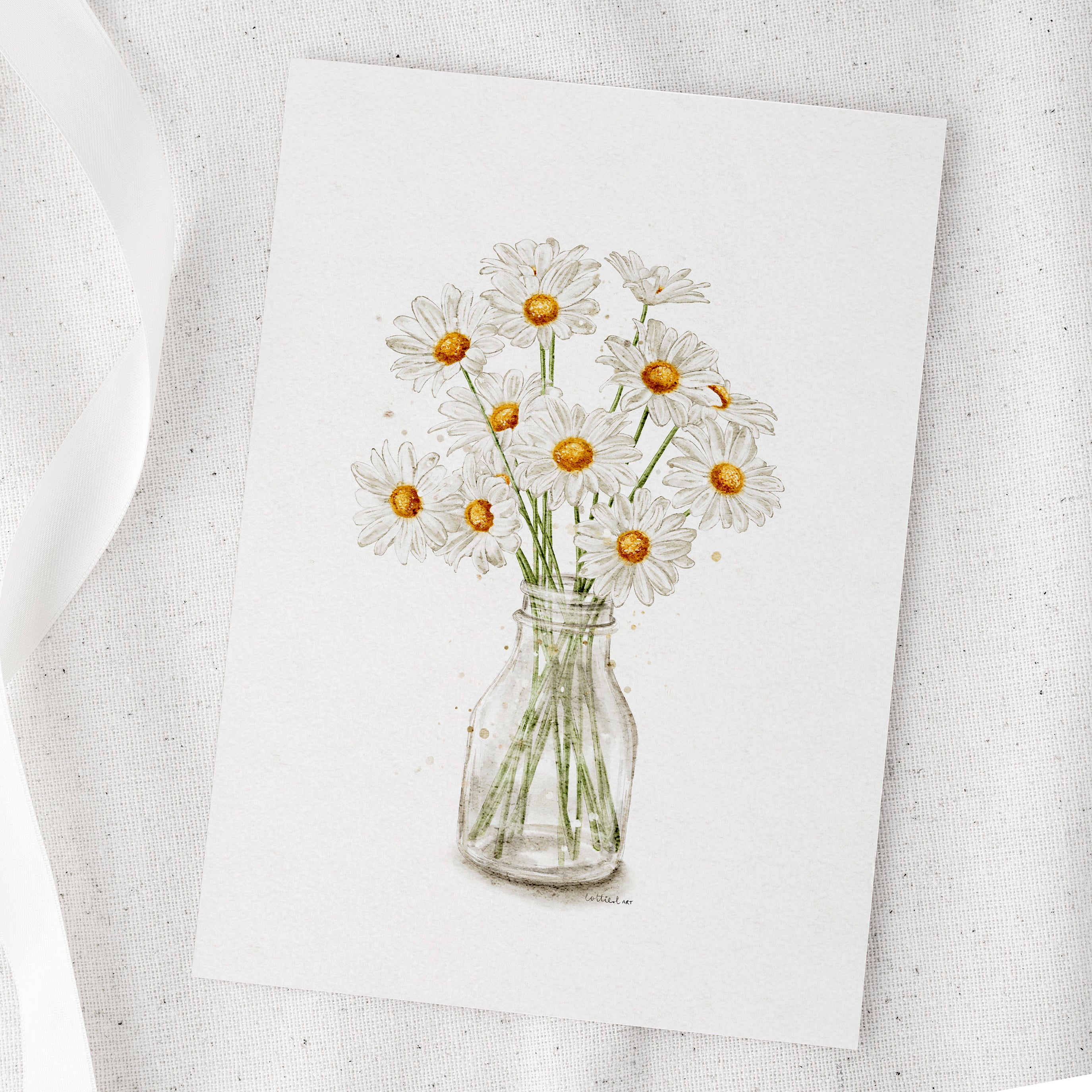 Daisies Vase Watercolour Print 🌼
