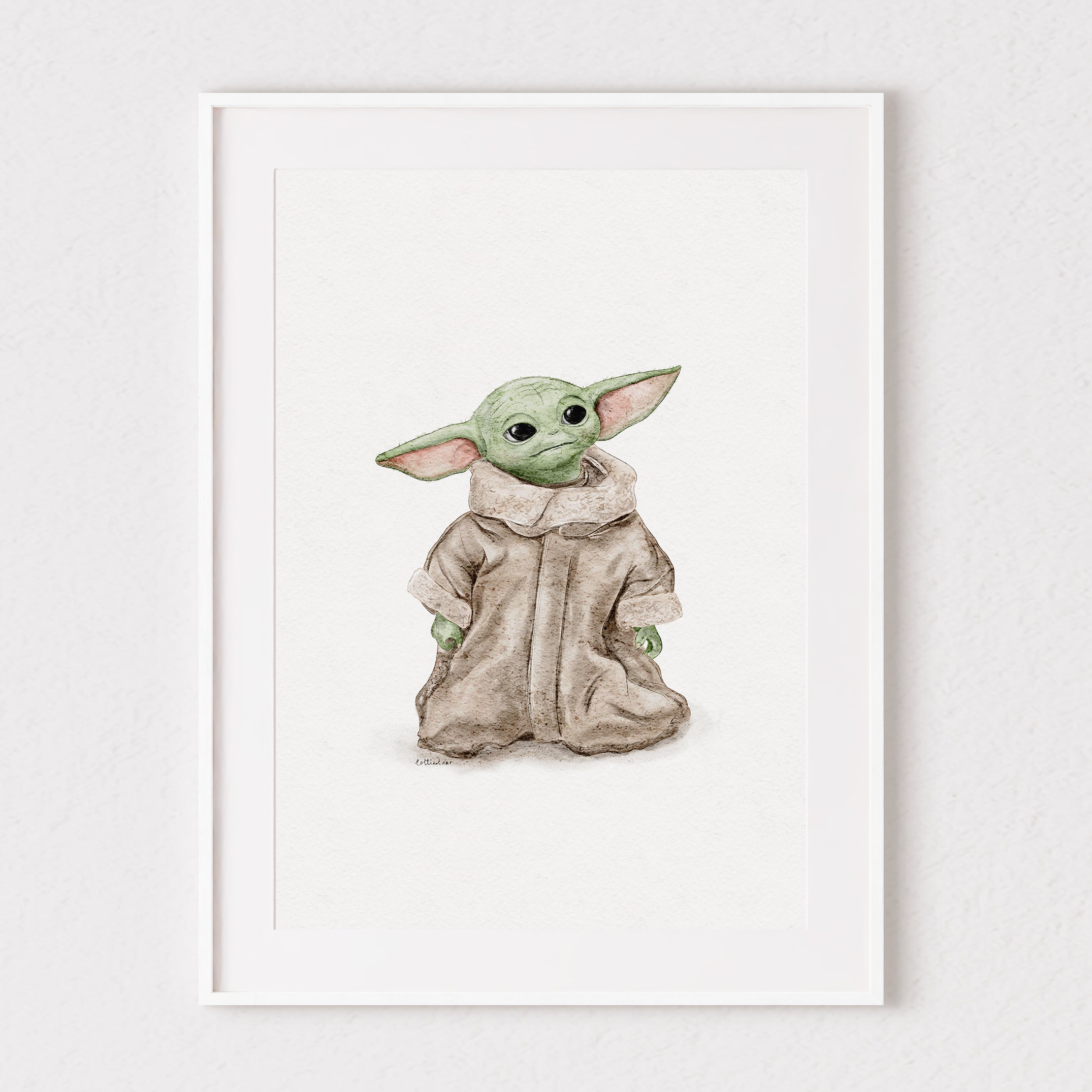 Baby Grogu Watercolour Print 💚