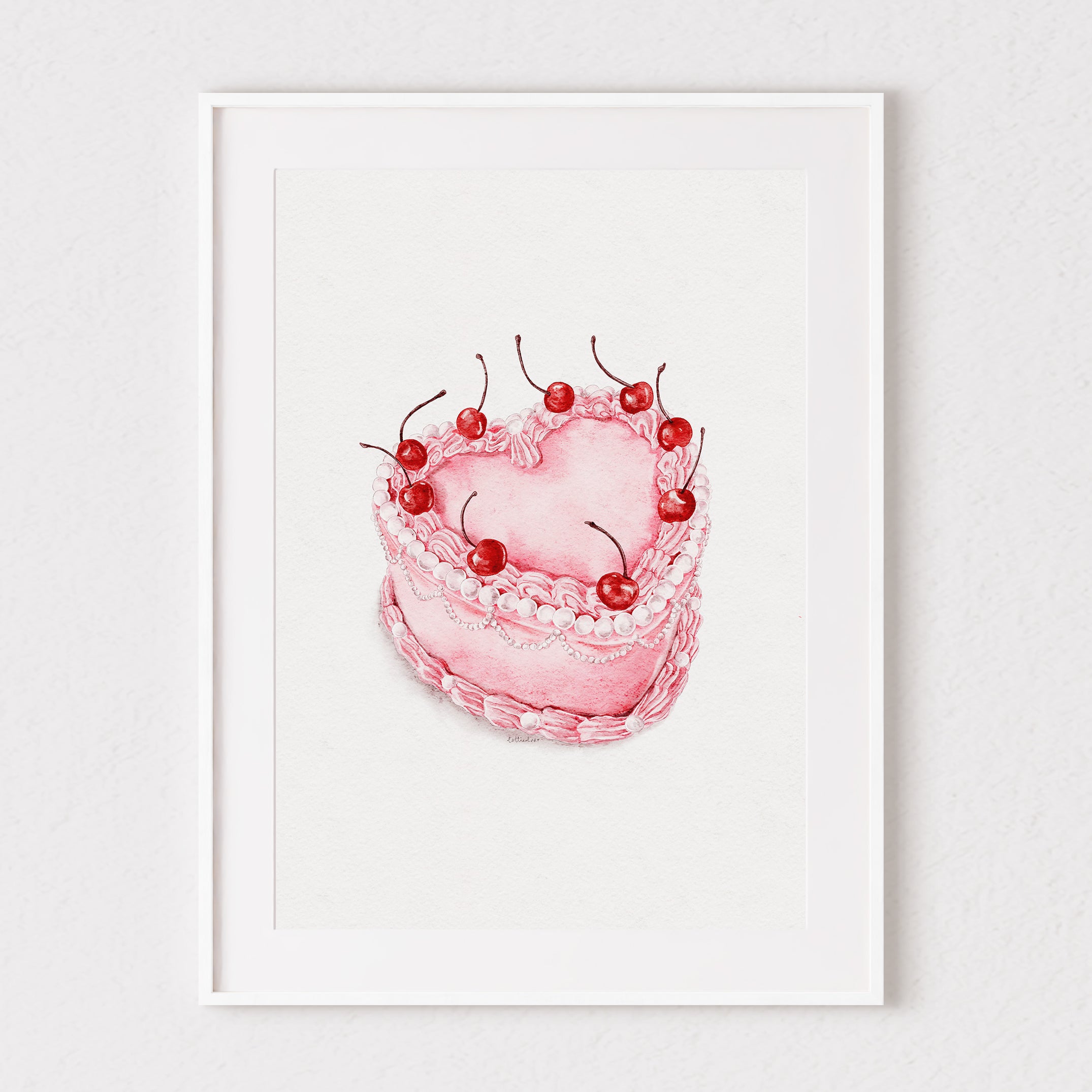 Love Heart Cake Watercolour Print 🍒