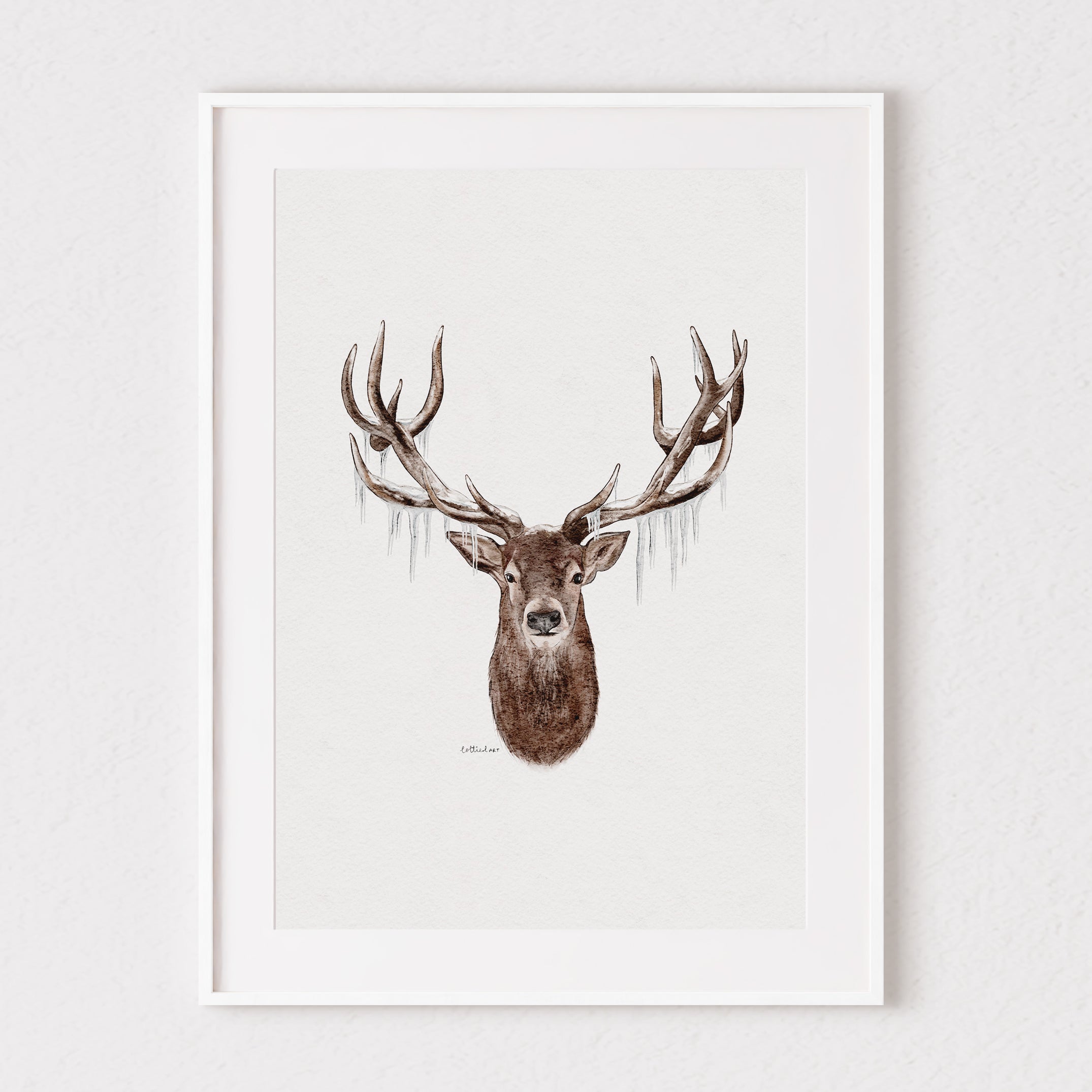 Icy Stag Watercolour Print 🦌