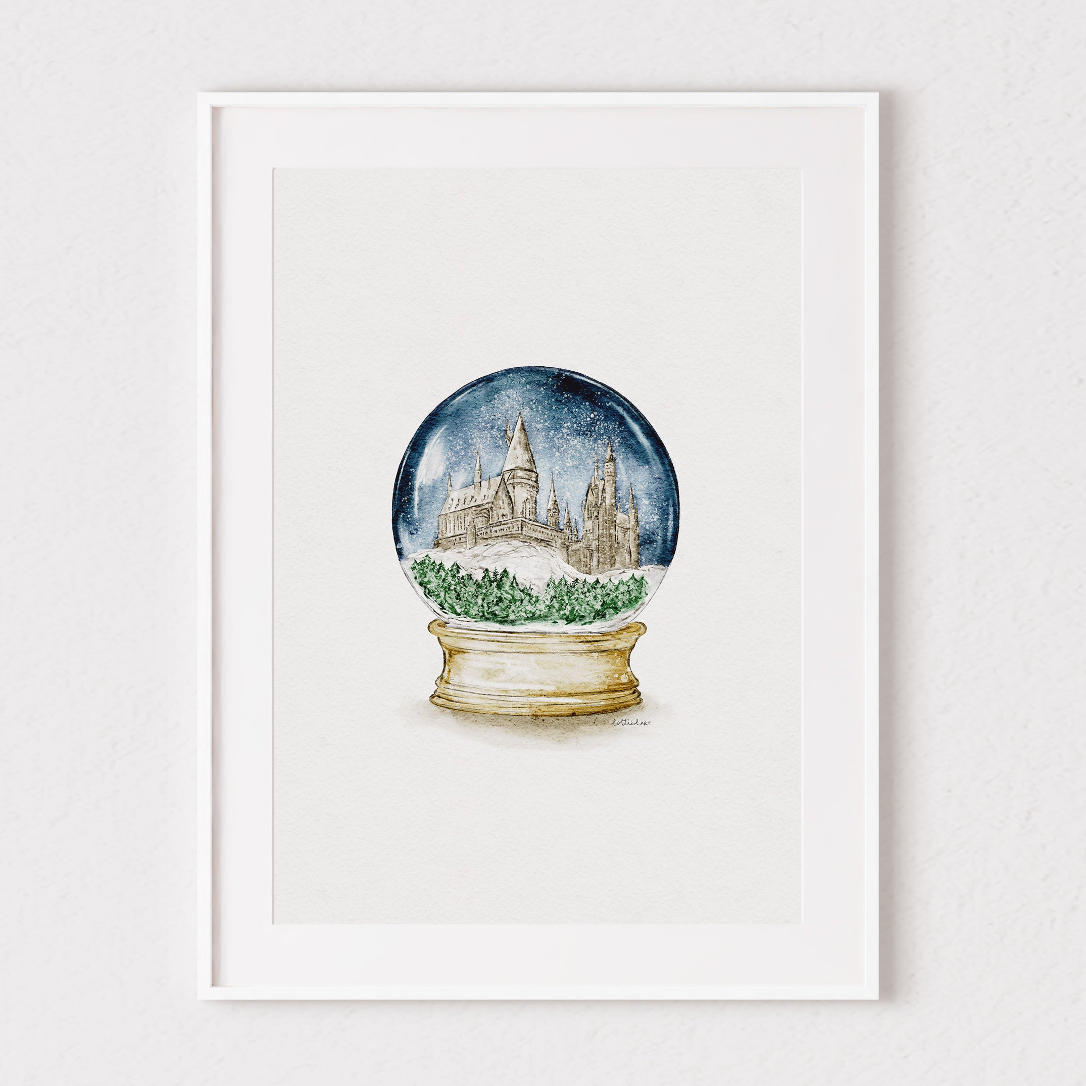 HP Inspired Snow Globe Watercolour Print 🏰