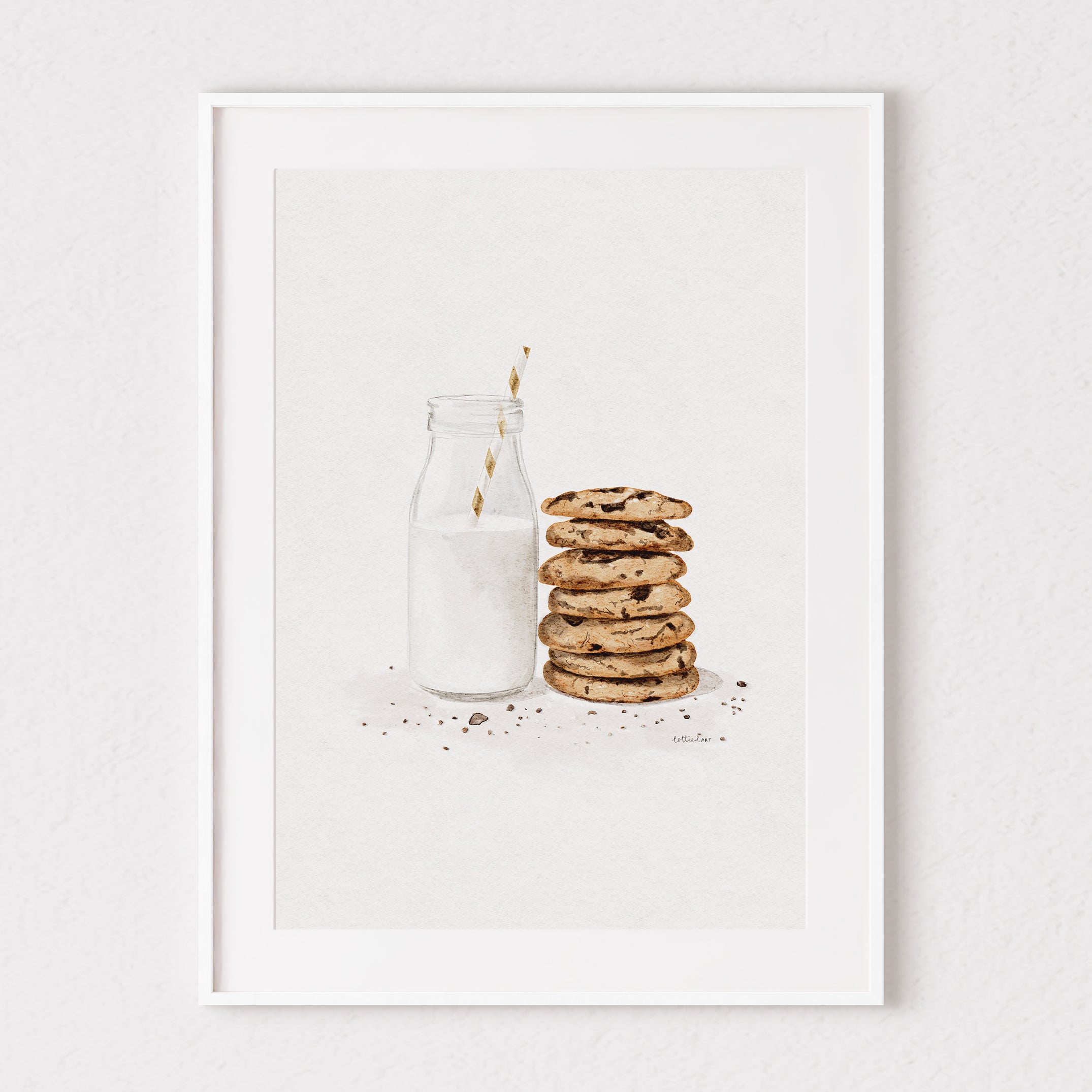 Milk & Cookies Watercolour Print 🍪
