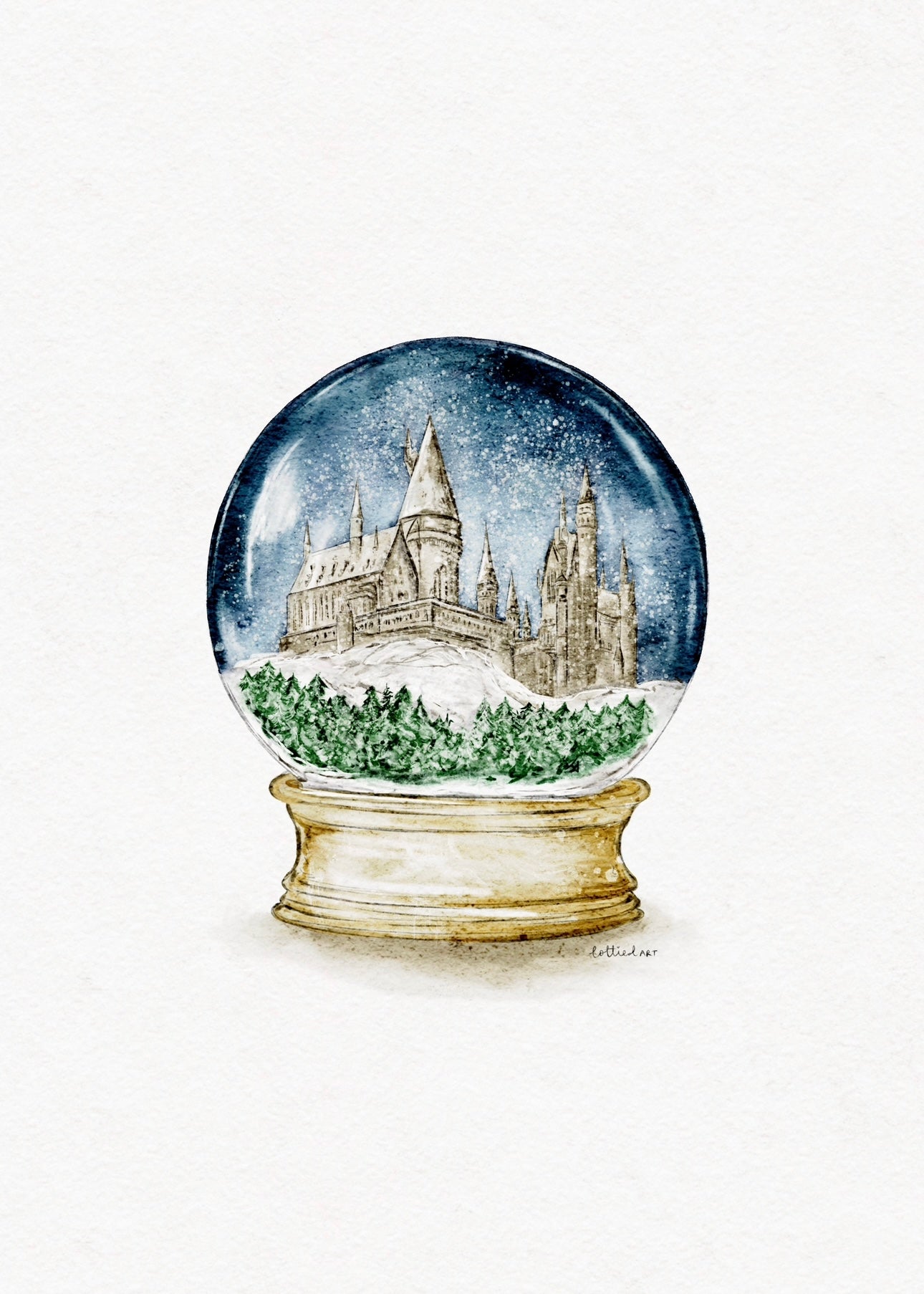 HP Inspired Snow Globe Watercolour Print 🏰