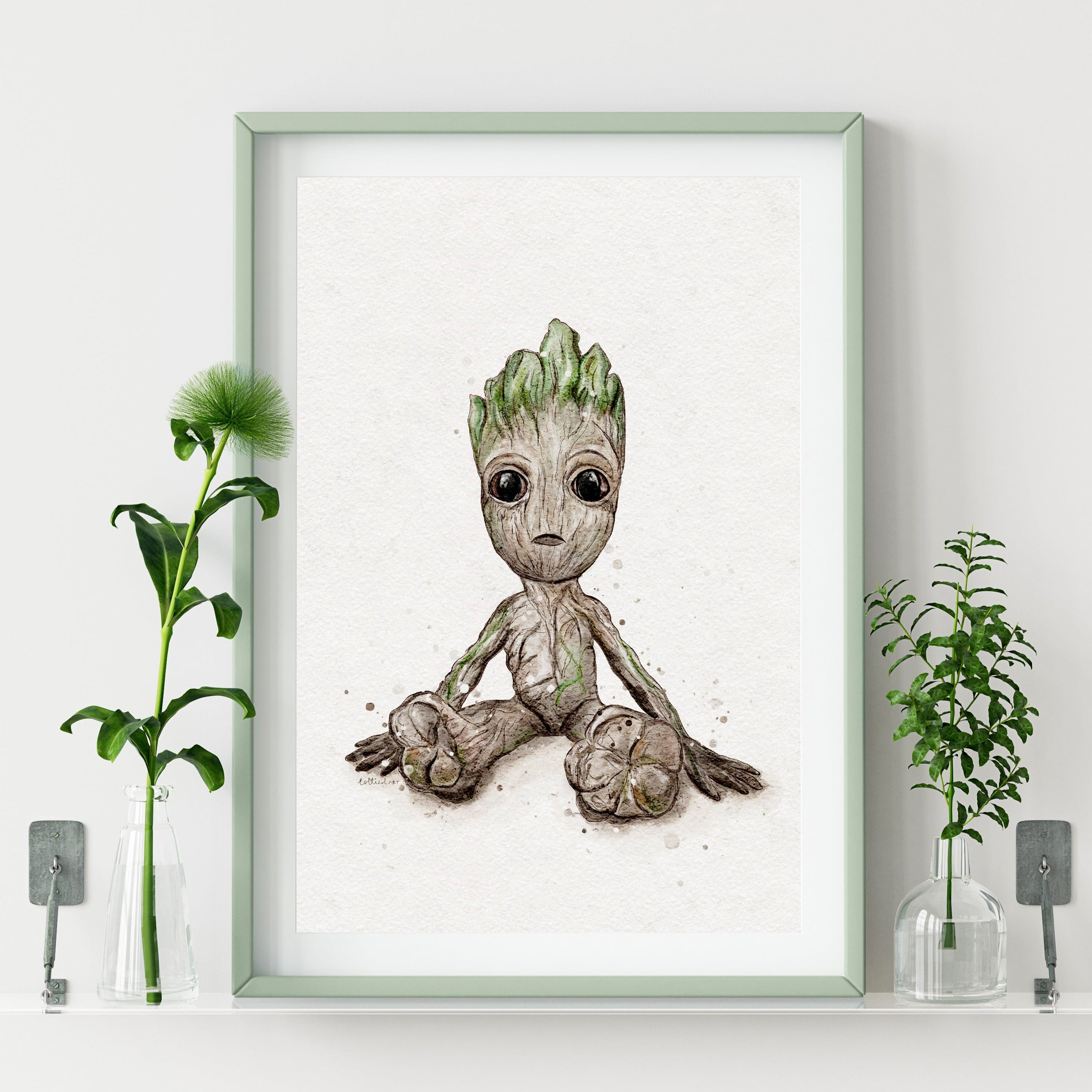 Baby Groot Inspired Watercolour Print 🌱