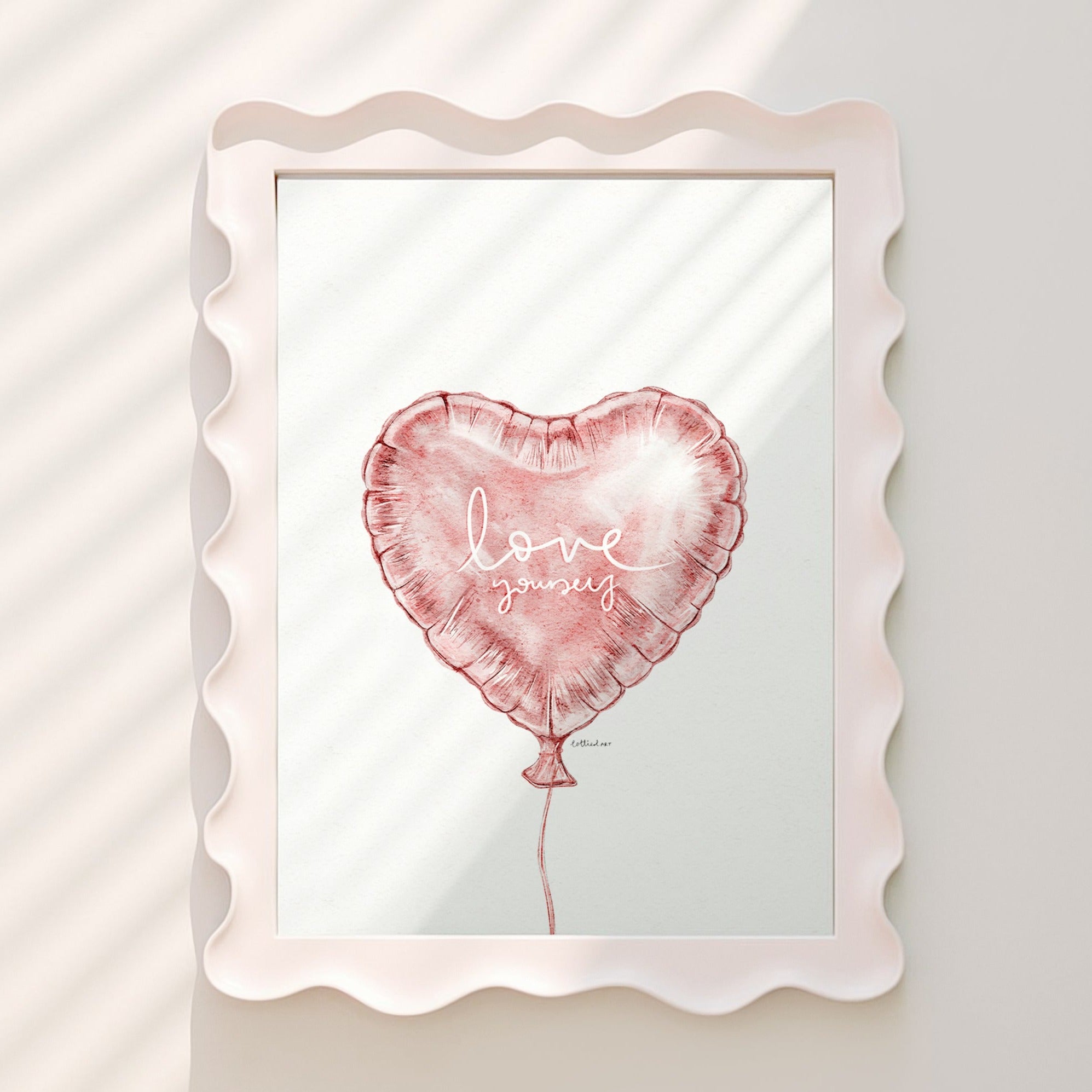 Love Yourself Heart Balloon Watercolour Print 💗