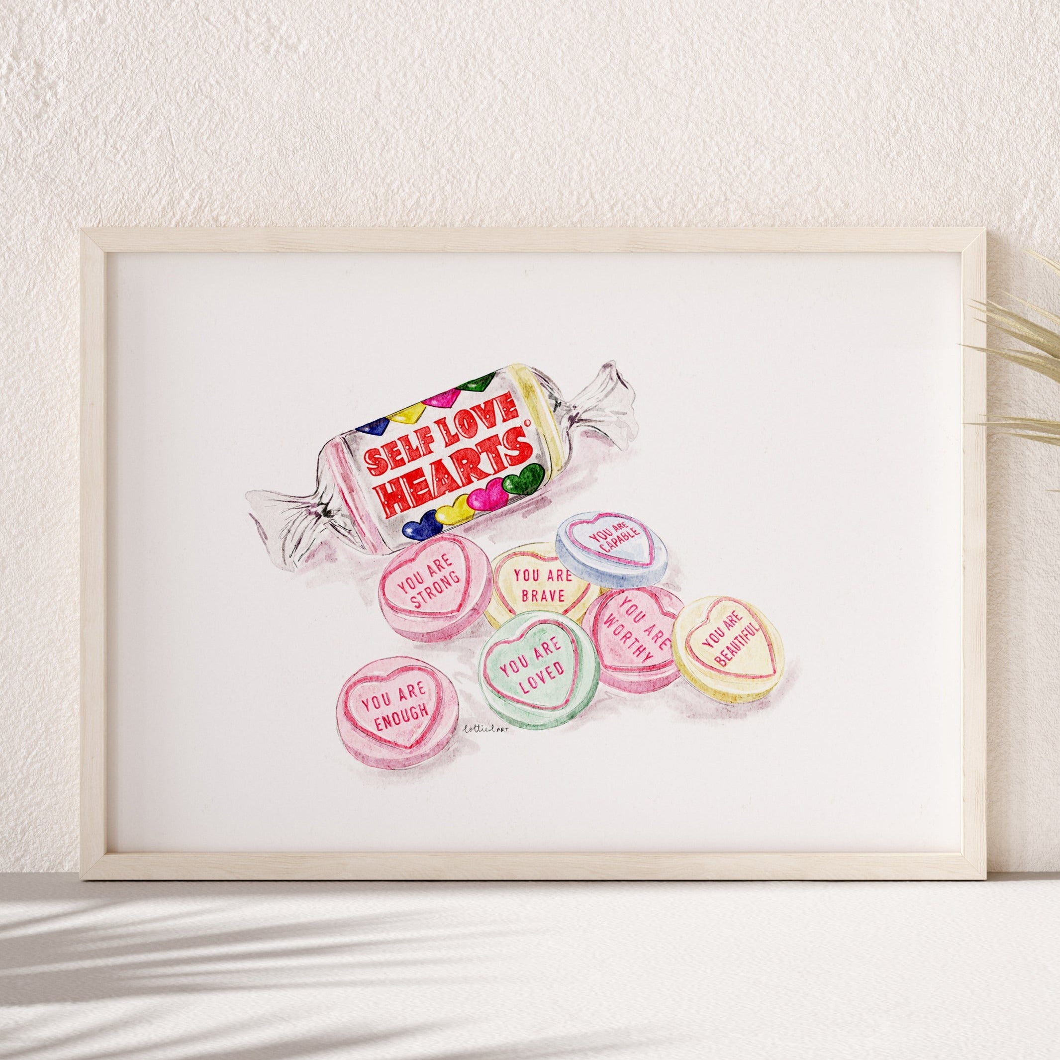 Self Love Hearts Watercolour Print 🍬