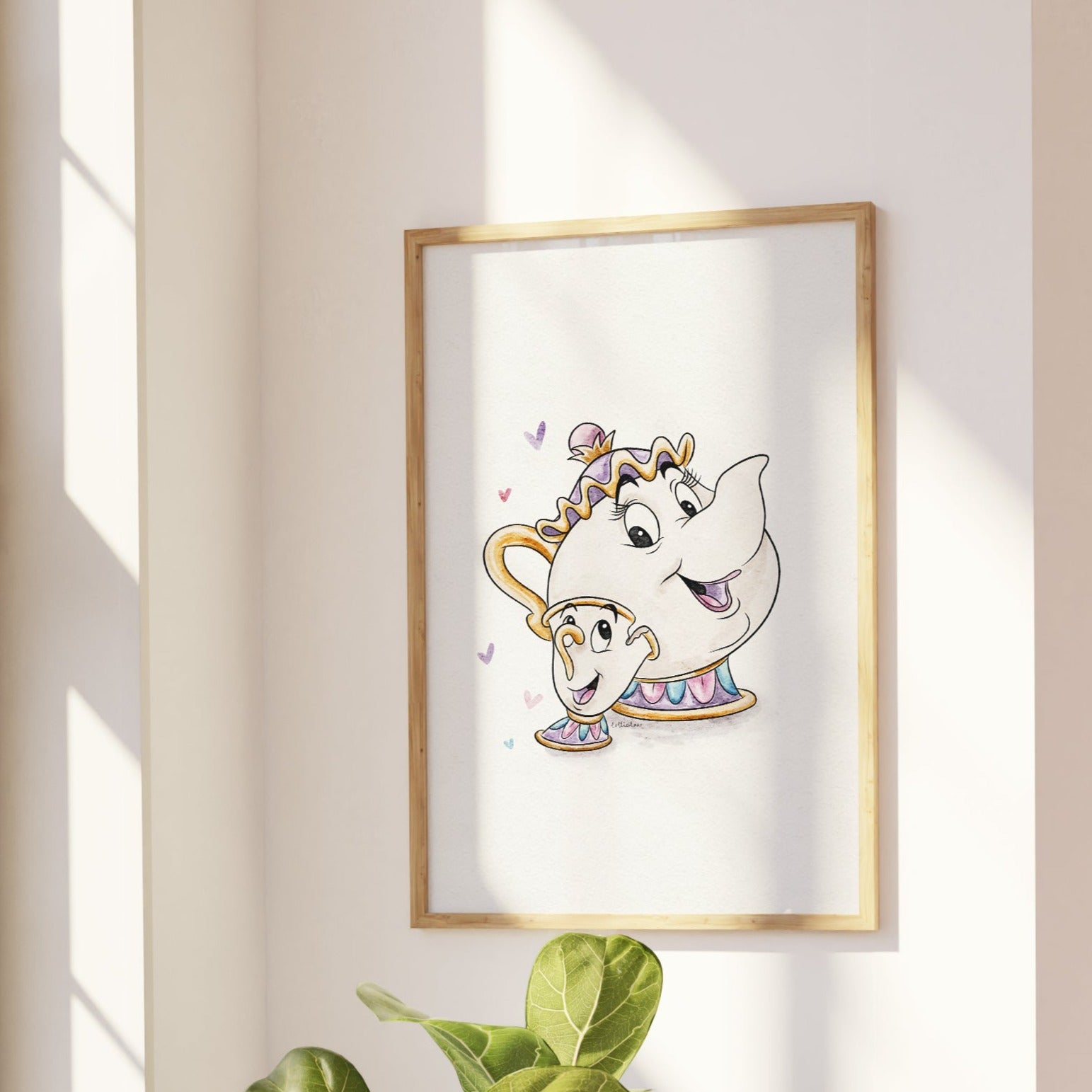 Mrs Potts & Chip Inspired Watercolour Print 🫖