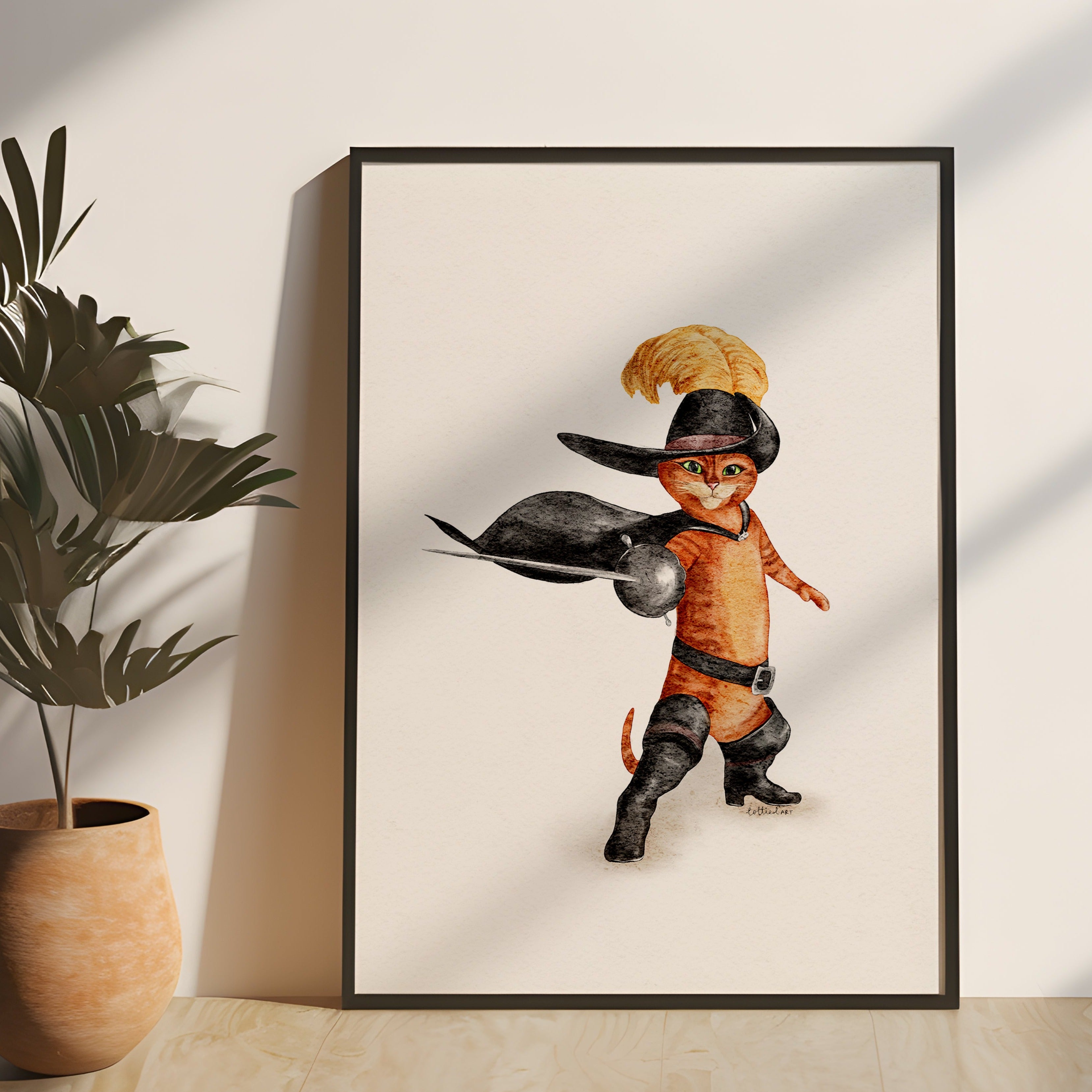 Puss in Boots Inspired Watercolour Print 🐈