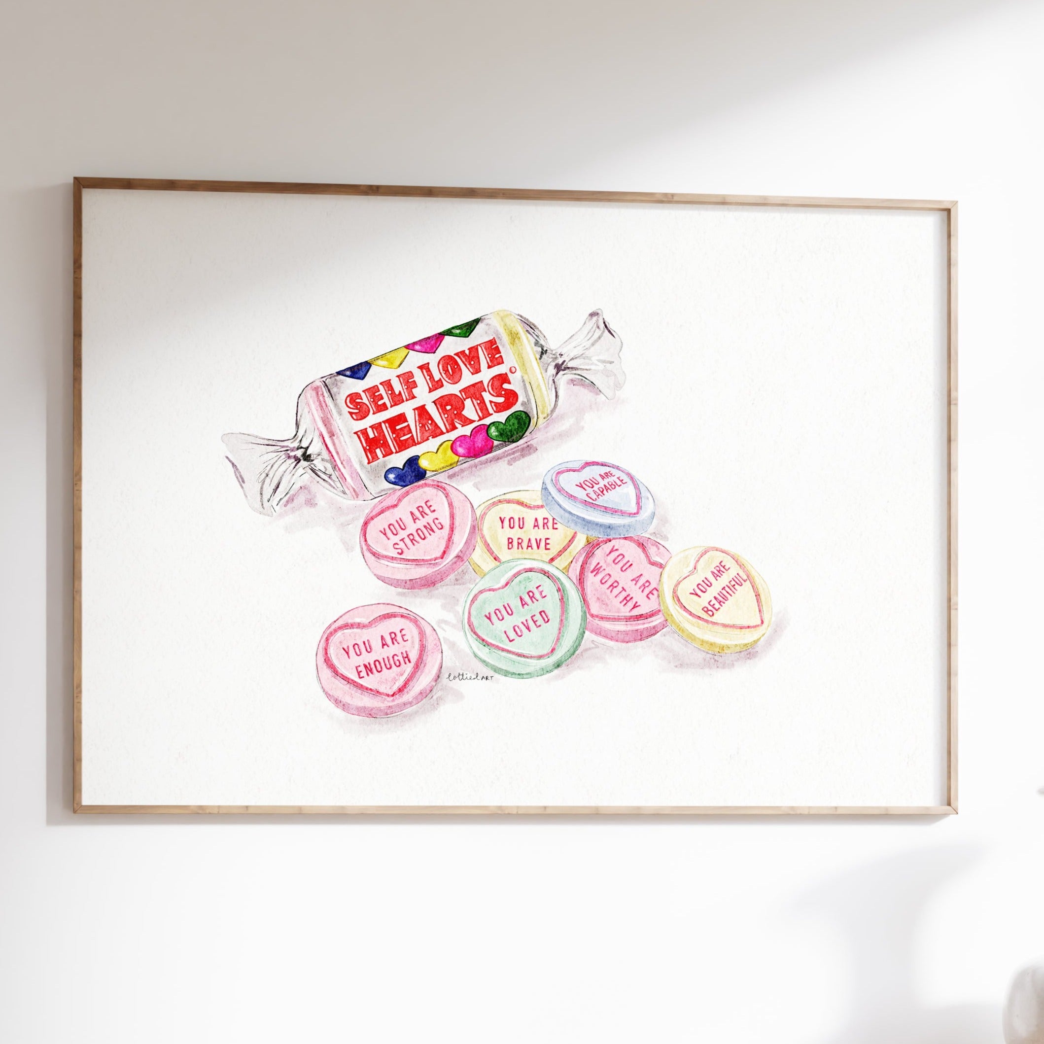 Self Love Hearts Watercolour Print 🍬