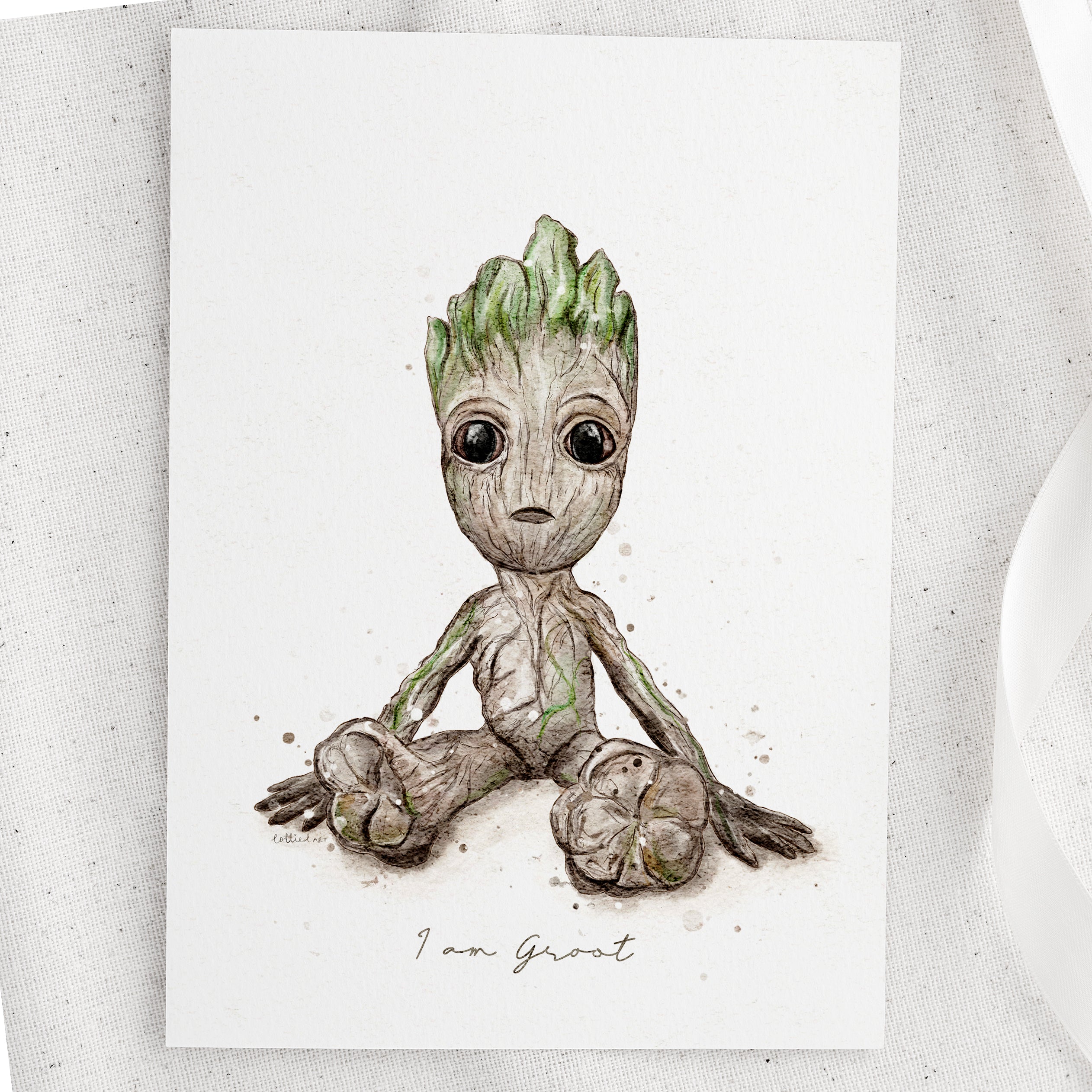 Baby Groot Inspired Watercolour Print 🌱
