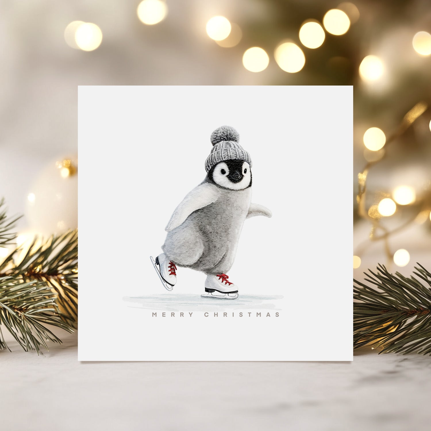 The Penguin on Ice - Christmas Card