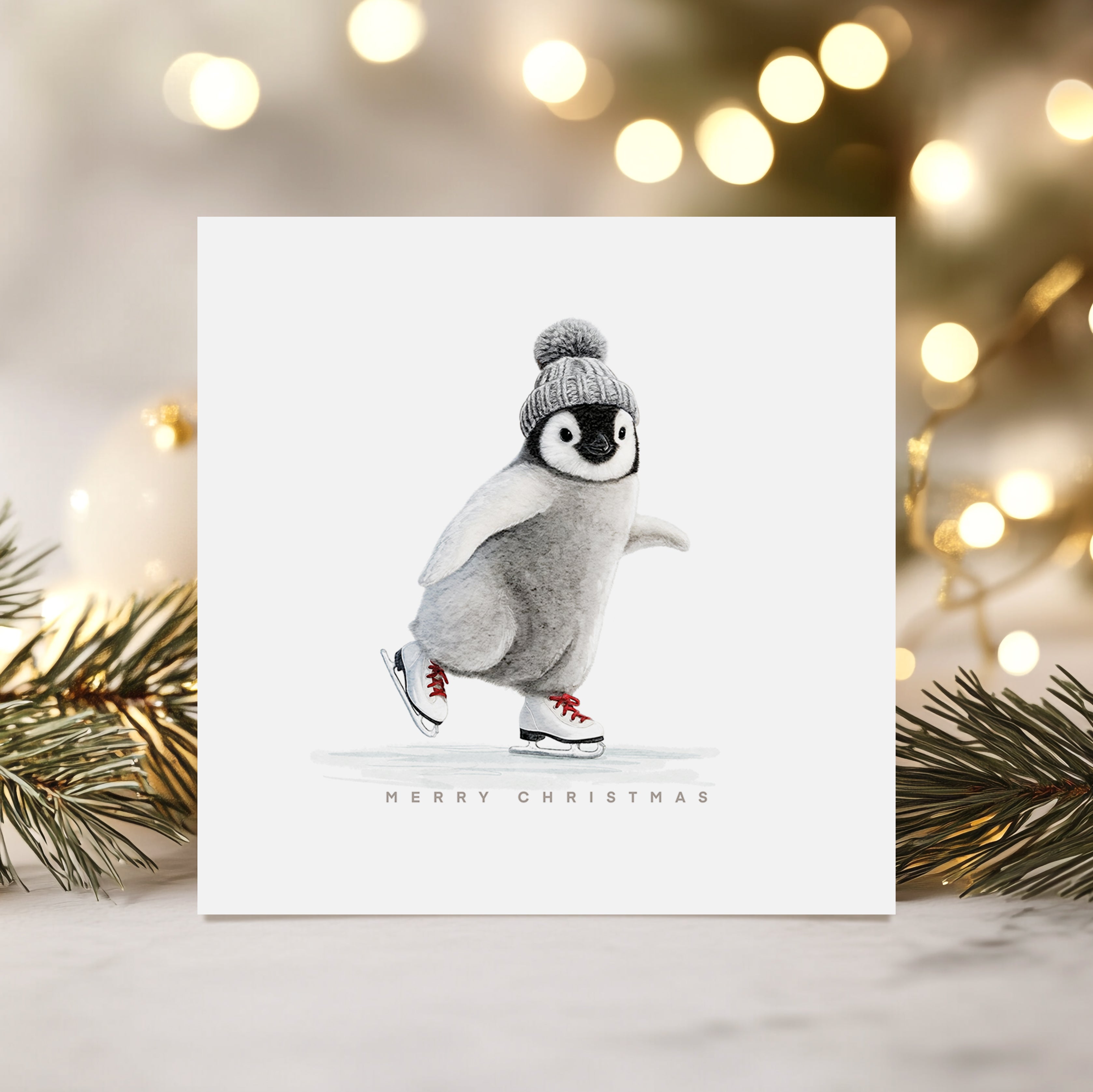 The Penguin on Ice - Christmas Card