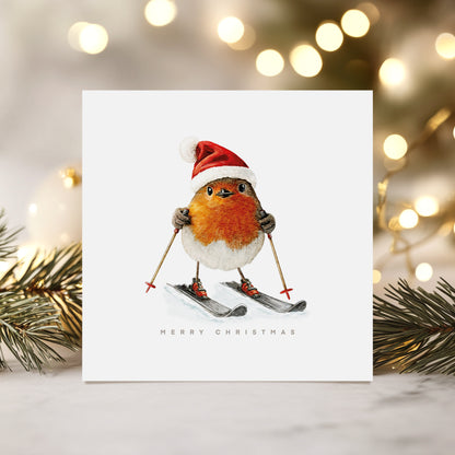 The Little Robin on Skis - Christmas Card