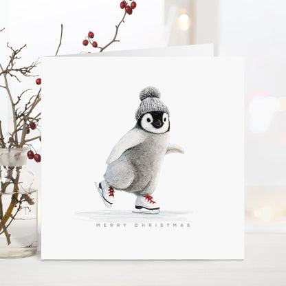 The Penguin on Ice - Christmas Card