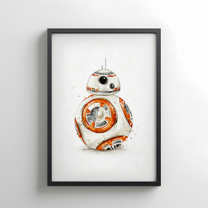 BB-8 Inspired Watercolour Print 🧡
