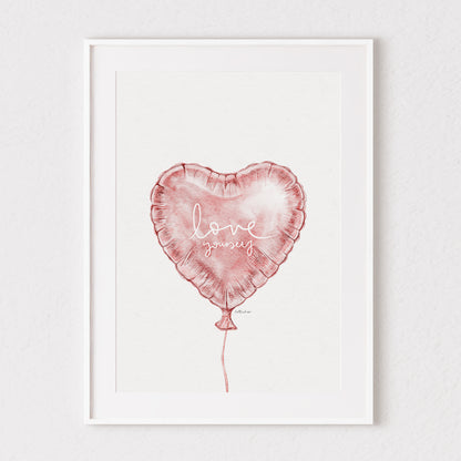 Love Yourself Heart Balloon Watercolour Print 💗