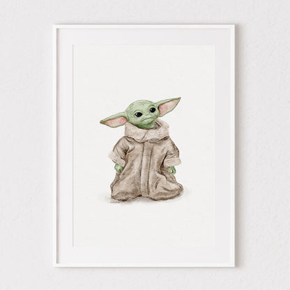 Baby Grogu Watercolour Print 💚