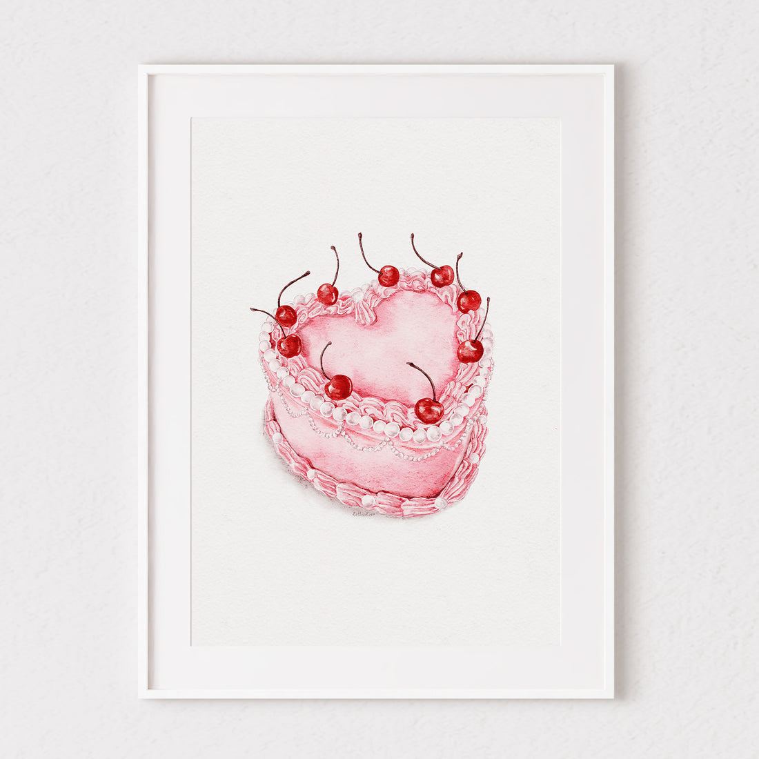 Love Heart Cake Watercolour Print 🍒