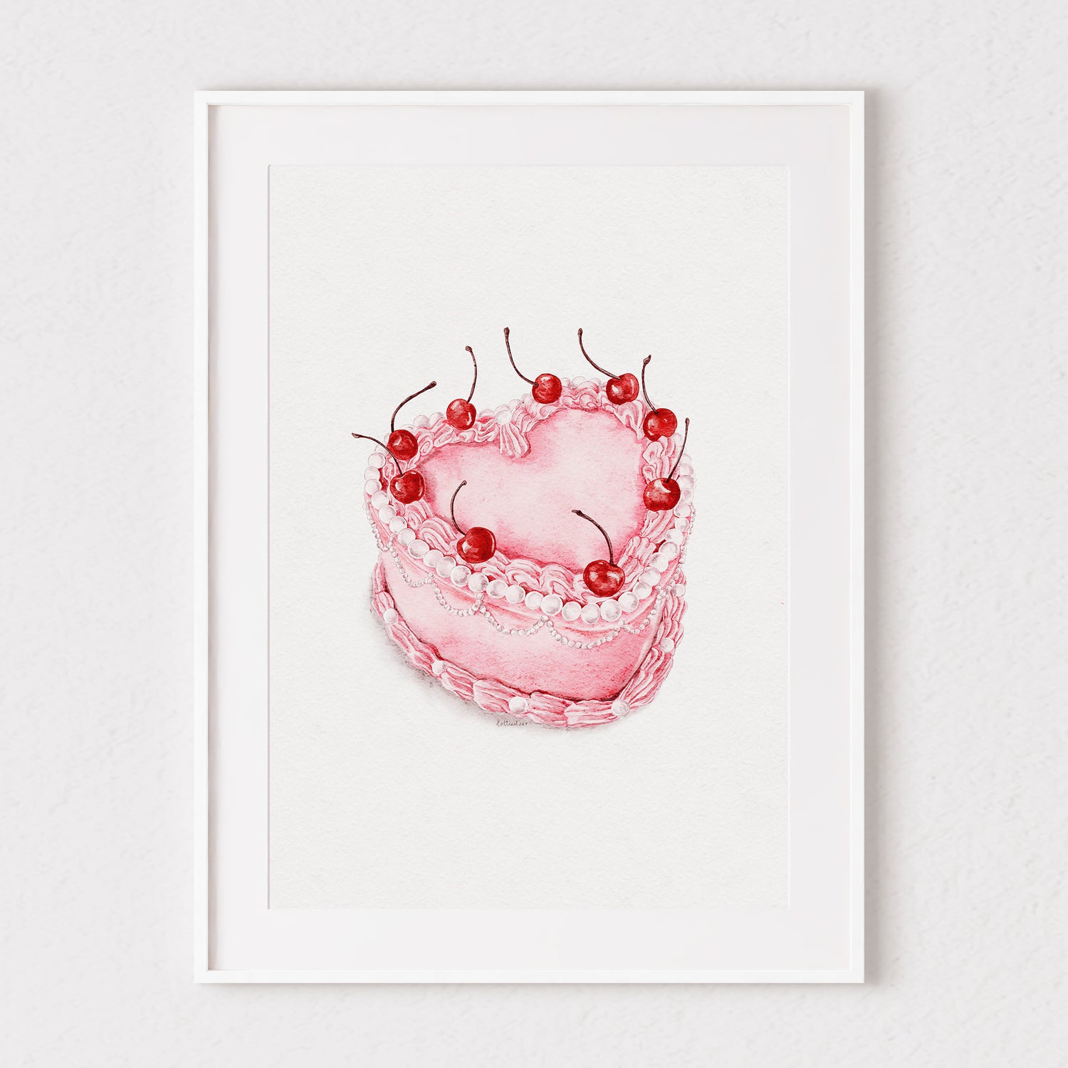 Love Heart Cake Watercolour Print 🍒