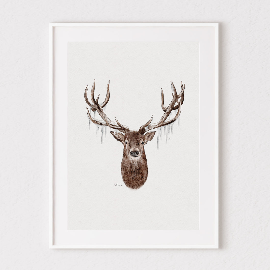 Icy Stag Watercolour Print 🦌