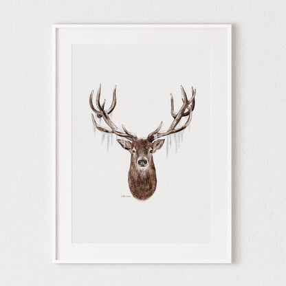 Icy Stag Watercolour Print 🦌