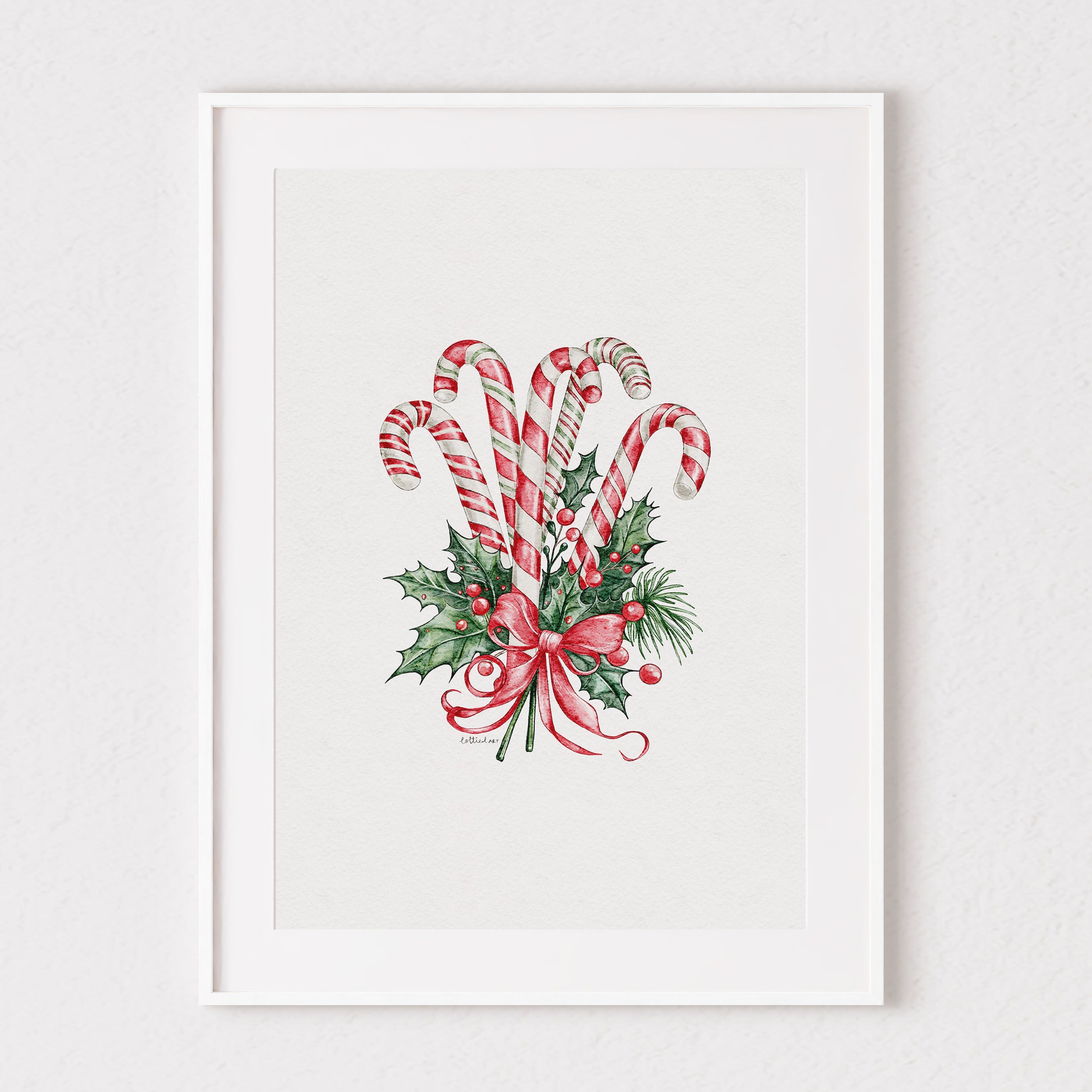 Candy Cane Bouquet Watercolour Print 🍭