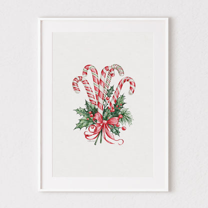 Candy Cane Bouquet Watercolour Print 🍭