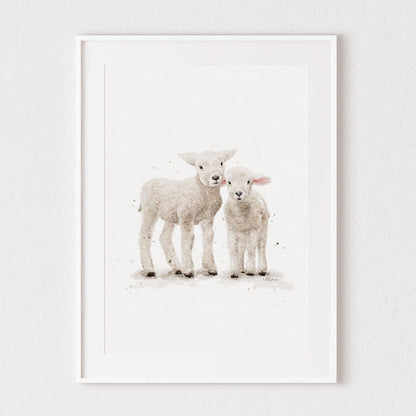 Lovely Little Lambs Watercolour Print 🐑