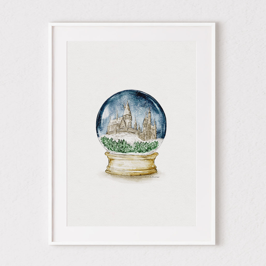HP Inspired Snow Globe Watercolour Print 🏰