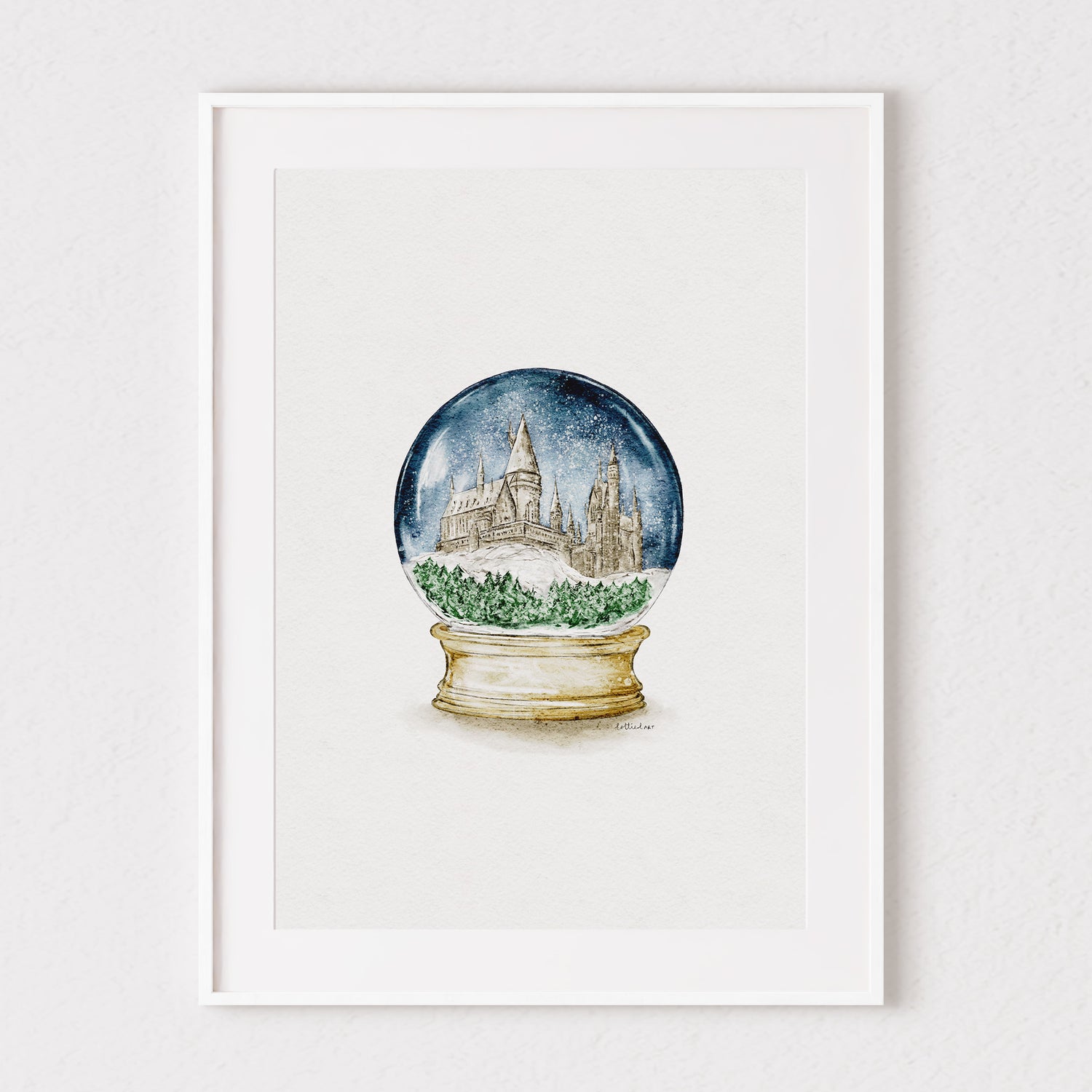 HP Inspired Snow Globe Watercolour Print 🏰