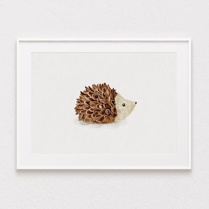 Hedgehog Pinecone Watercolour Print 🦔