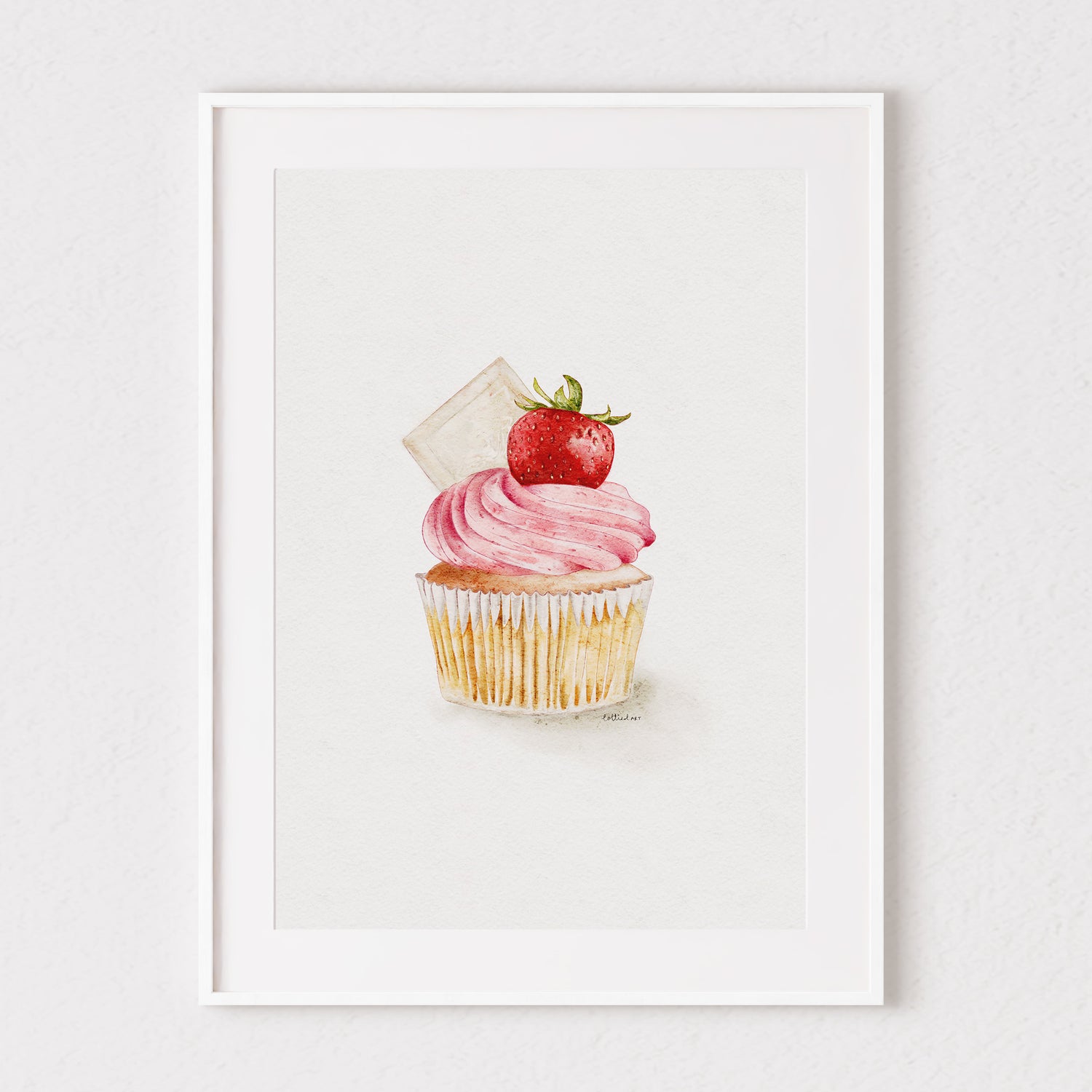 Strawberry Cupcake Watercolour Print 🍓