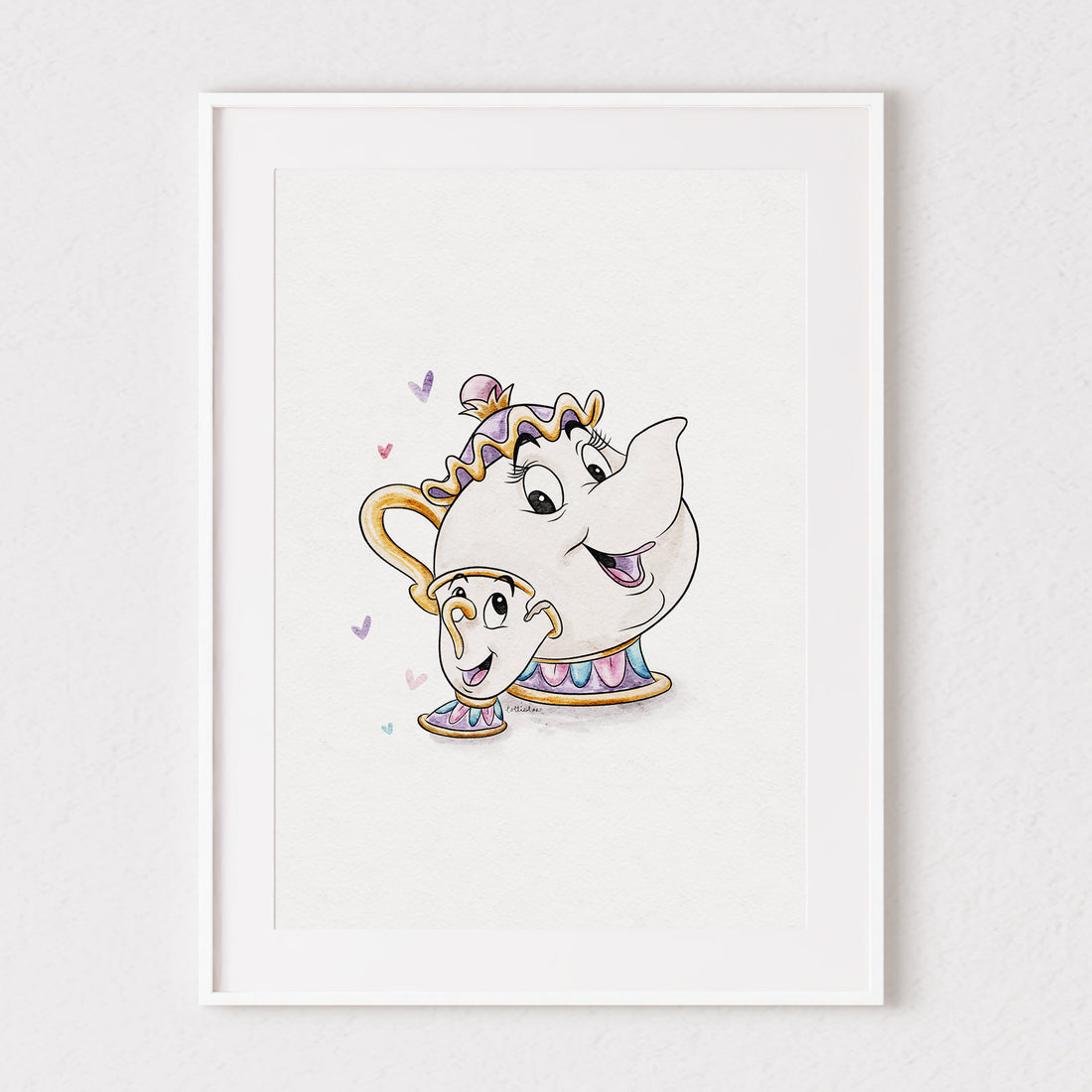 Mrs Potts &amp; Chip Inspired Watercolour Print 🫖