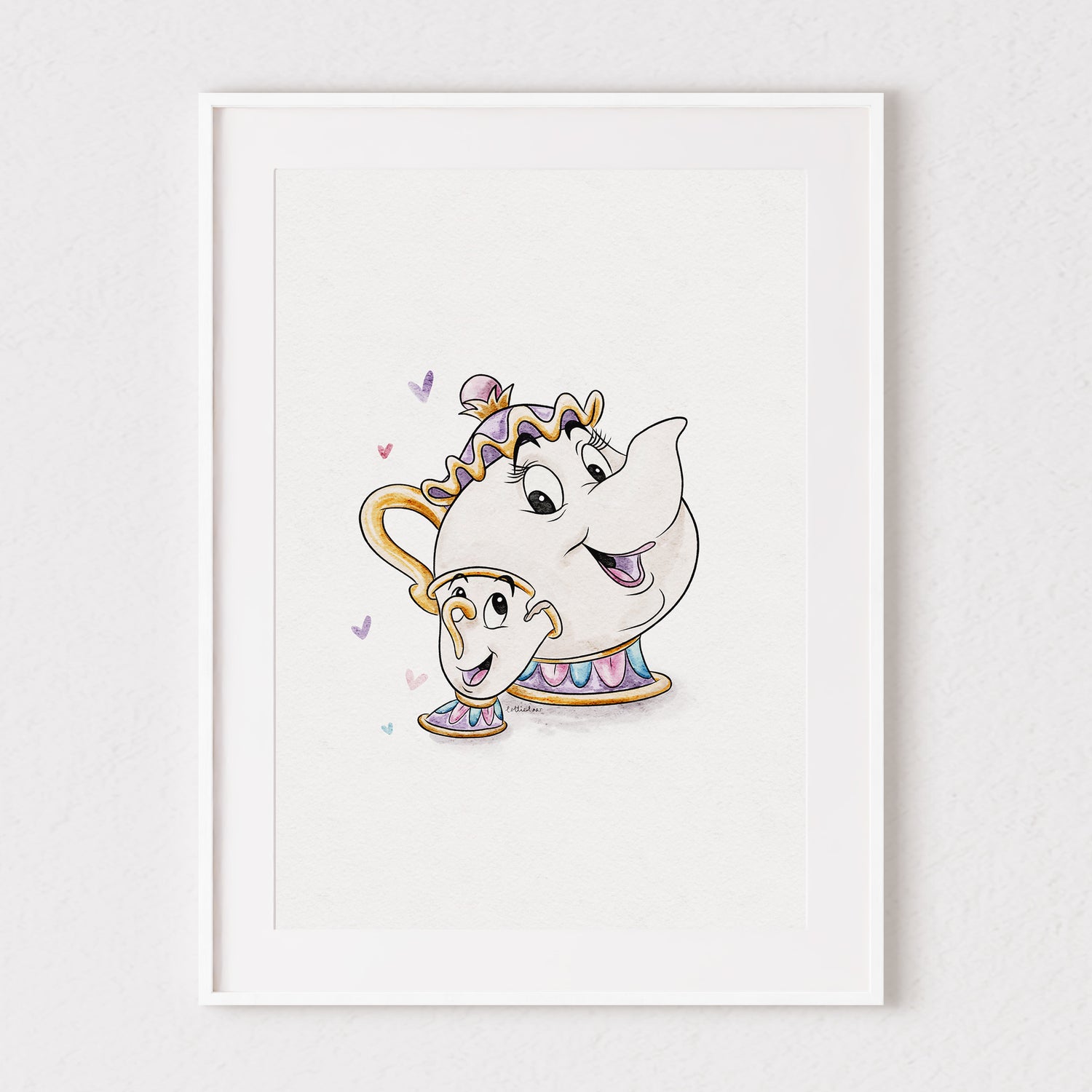 Mrs Potts &amp; Chip Inspired Watercolour Print 🫖