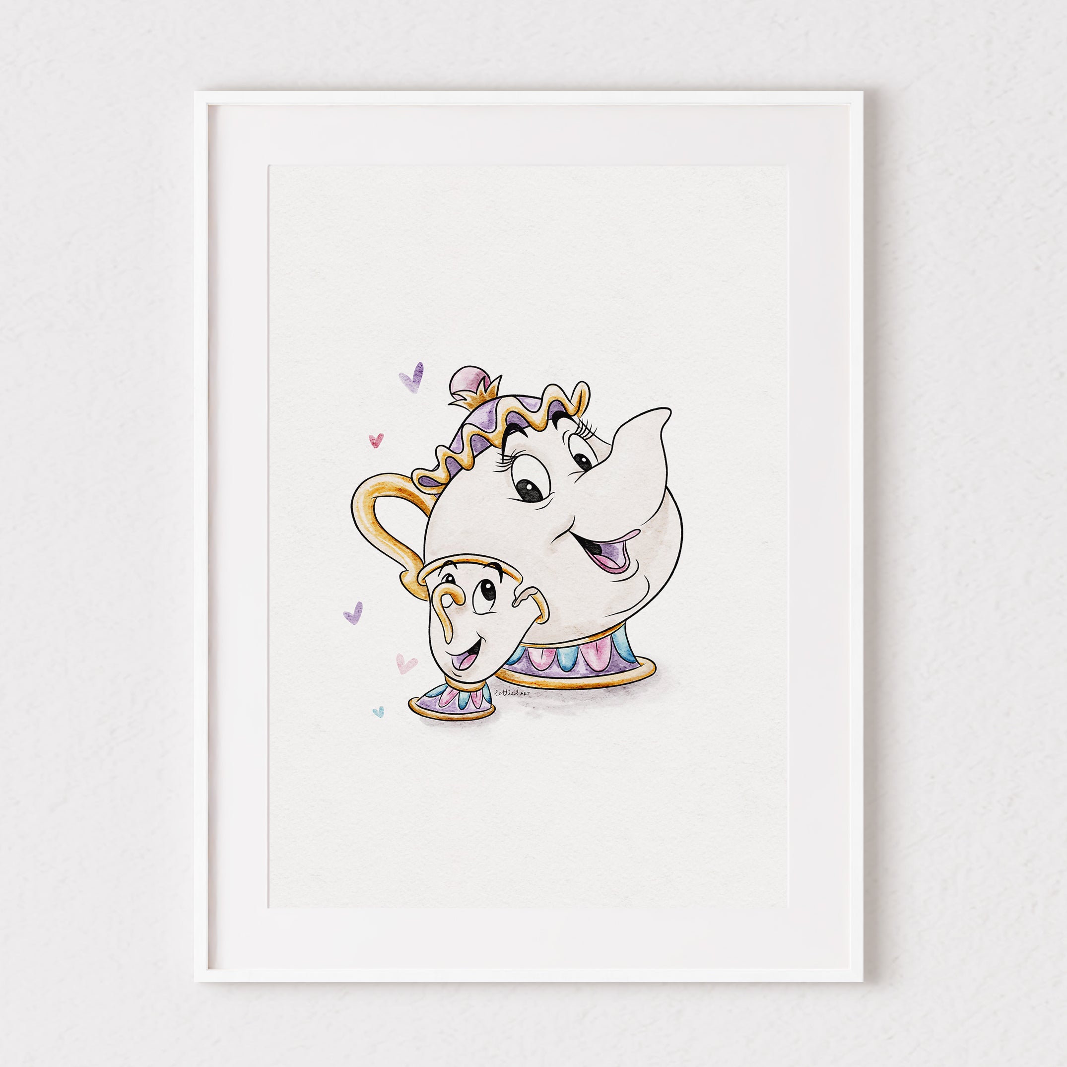 Mrs Potts &amp; Chip Inspired Watercolour Print 🫖