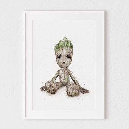 Baby Groot Inspired Watercolour Print 🌱