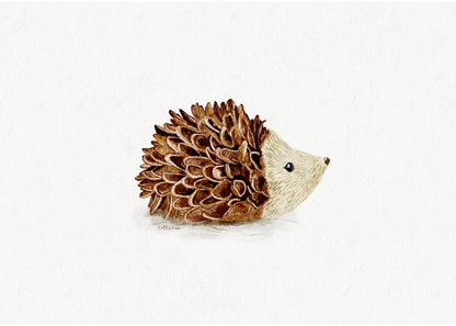 Hedgehog Pinecone Watercolour Print 🦔