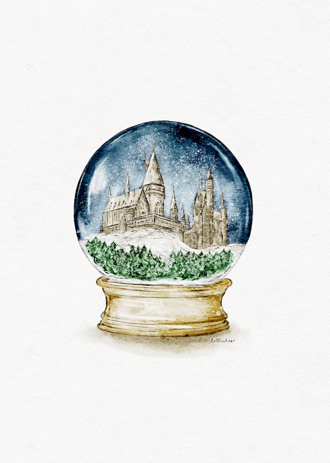 HP Inspired Snow Globe Watercolour Print 🏰