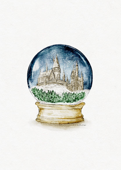 HP Inspired Snow Globe Watercolour Print 🏰