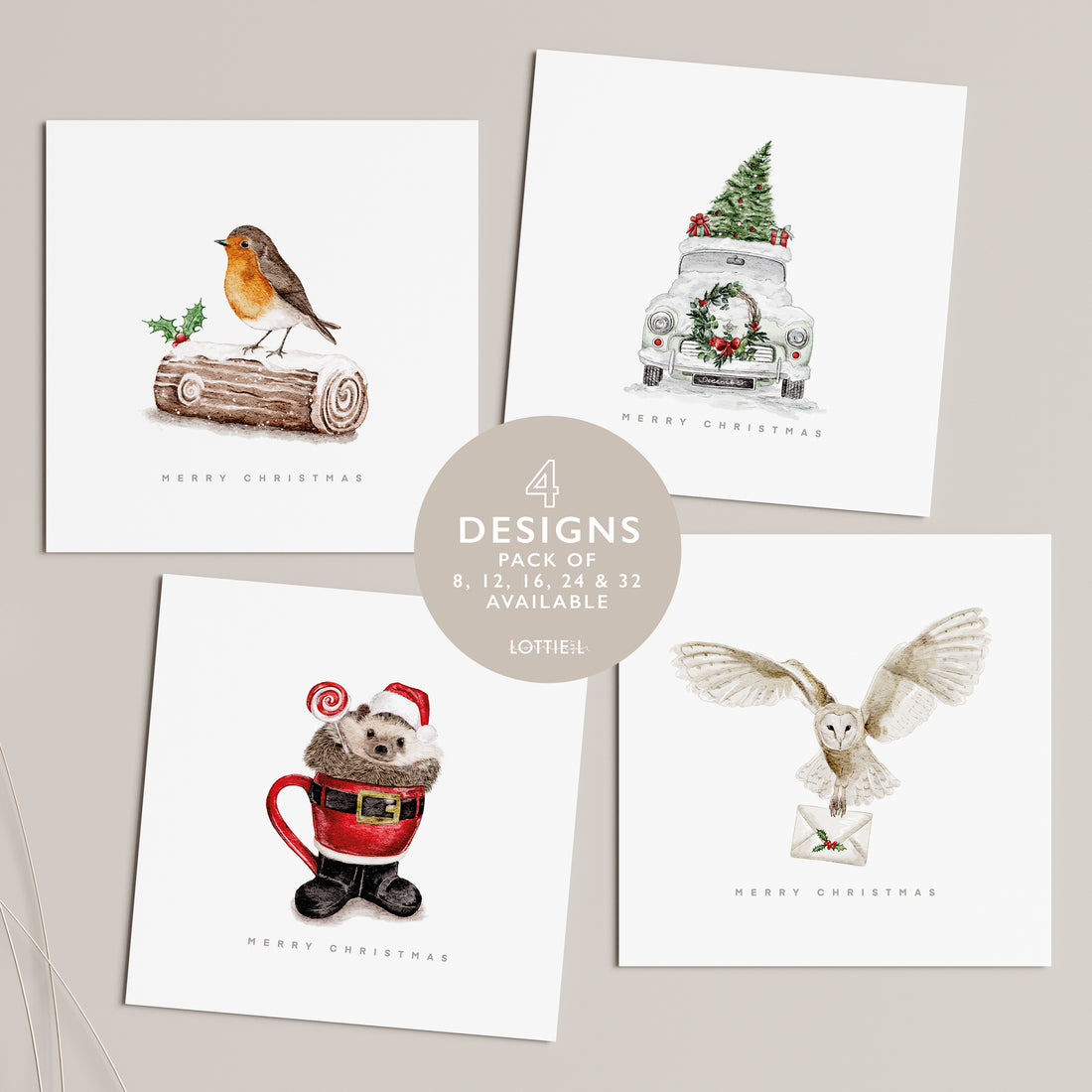 Festive Feeling - Christmas Card Set - Pack of 8, 12, 16, 24 or 32