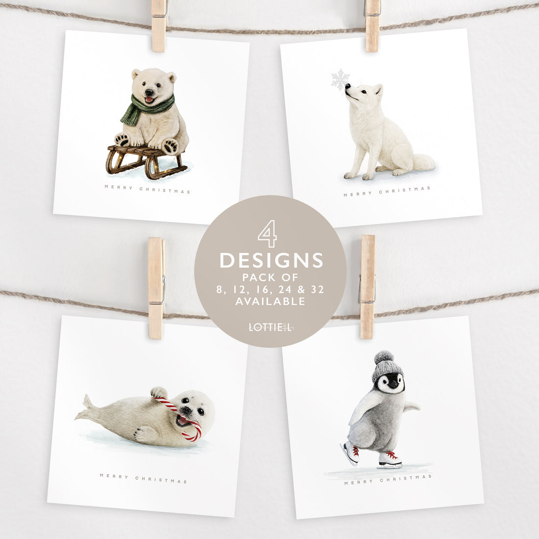 Festive Flurry - Christmas Card Set - Pack of 8, 12, 16, 24 or 32