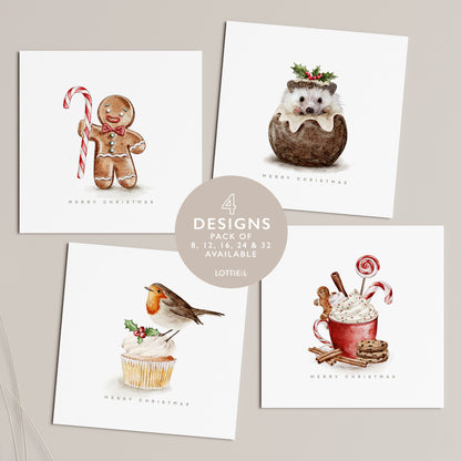Festive Foods - Christmas Card Set - Pack of 8, 12, 16, 24 or 32