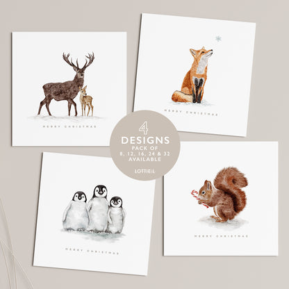 Festive Friends - Christmas Card Set - Pack of 8, 12, 16, 24 or 32