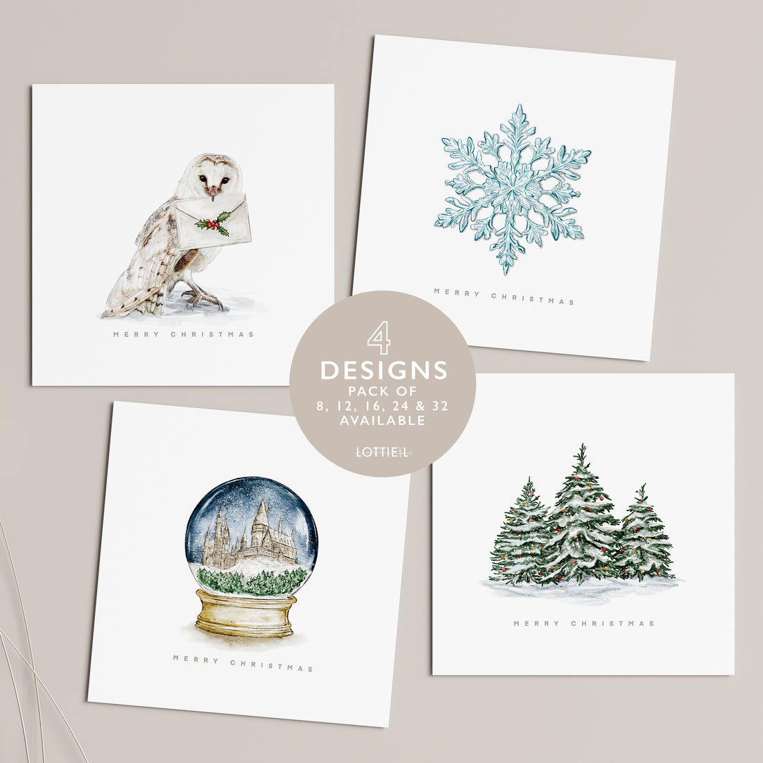 Festive Magic - Christmas Card Set - Pack of 8, 12, 16, 24 or 32