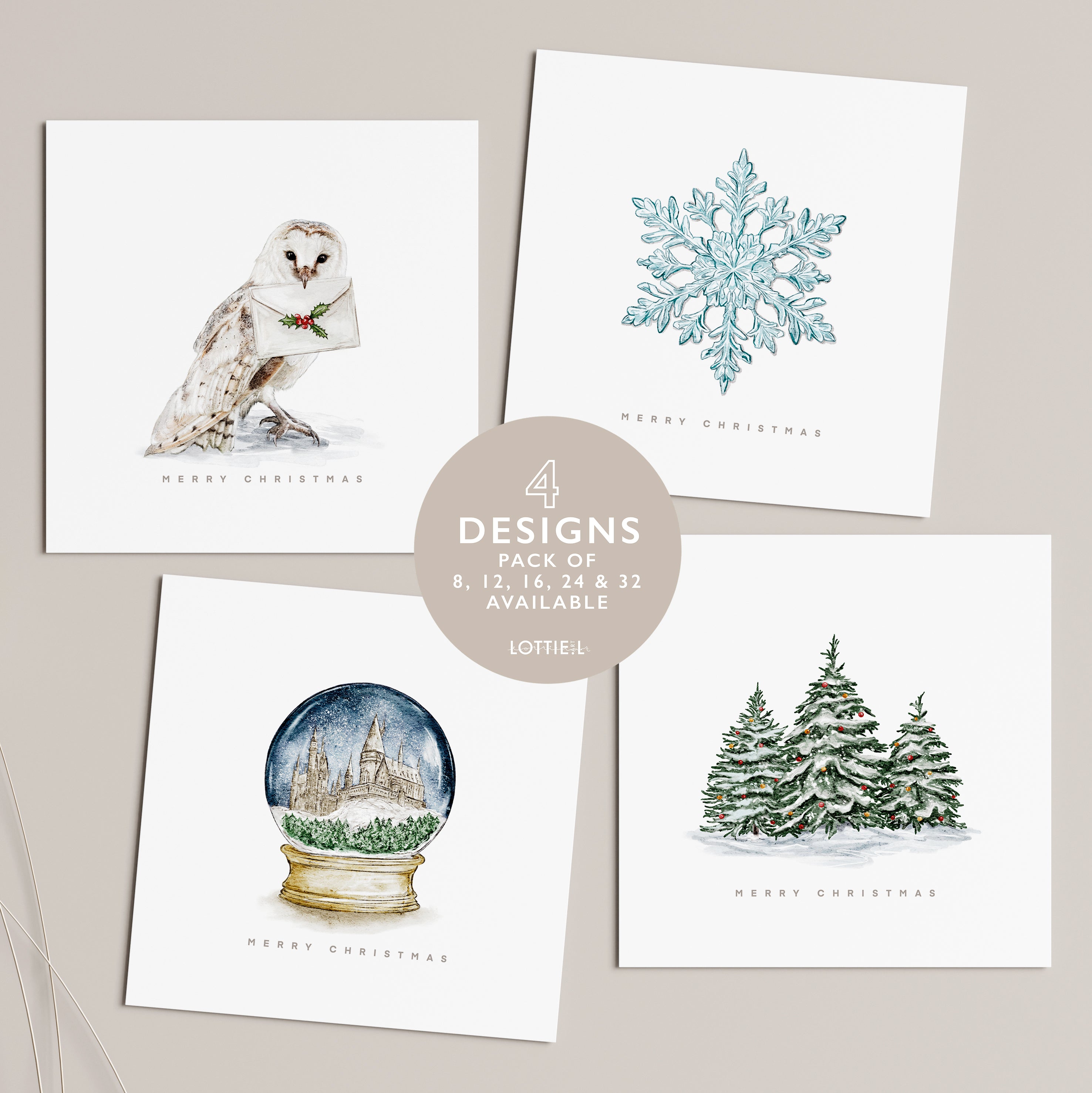 Festive Magic - Christmas Card Set - Pack of 8, 12, 16, 24 or 32