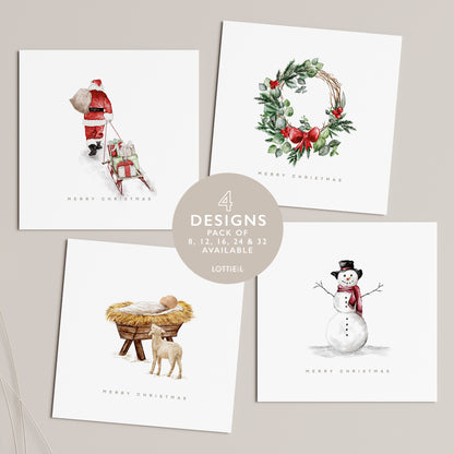 Festive Tradition - Christmas Card Set - Pack of 8, 12, 16, 24 or 32
