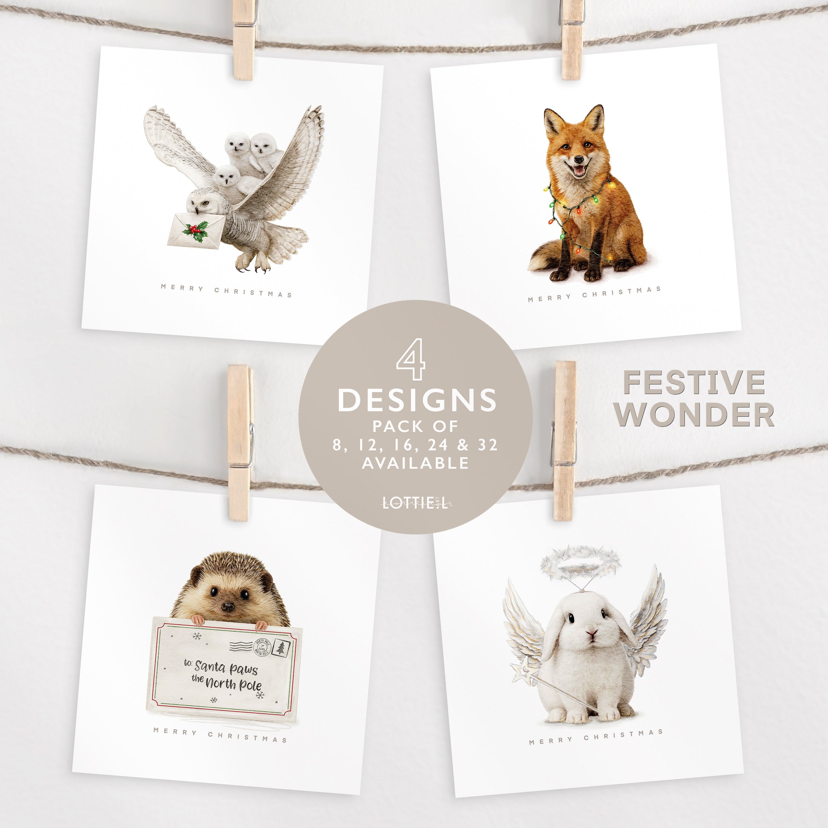 Festive Wonder - Christmas Card Set - Pack of 8, 12, 16, 24 or 32