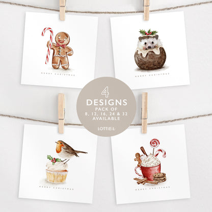Festive Foods - Christmas Card Set - Pack of 8, 12, 16, 24 or 32